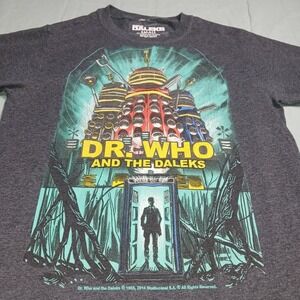Dr. Who and The Daleks T-Shirt Graphic Print Short Sleeve  Dark Gray Men's Small